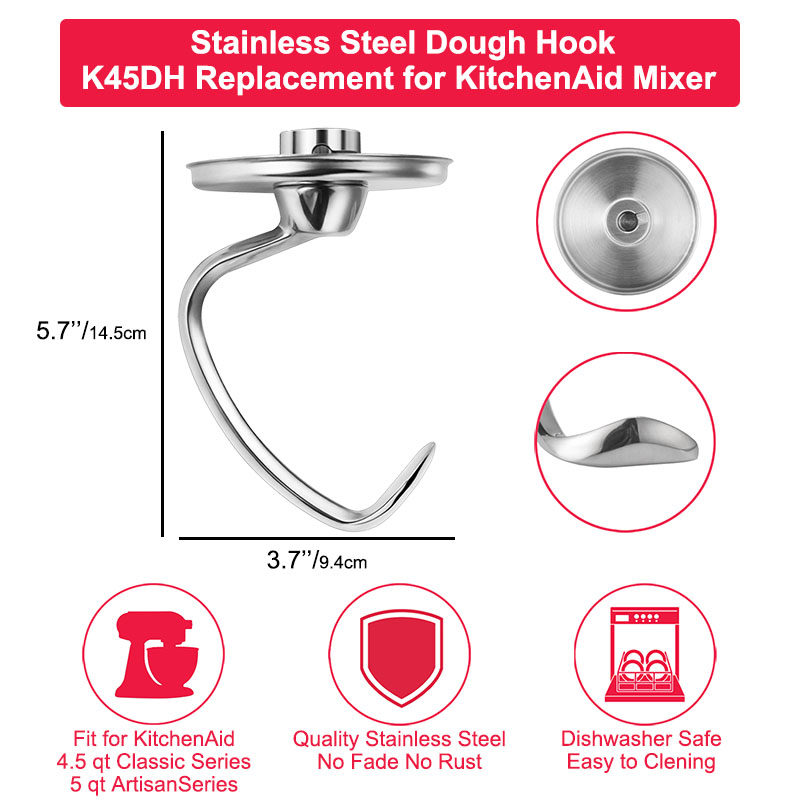 Kitchenaid Mixer Hand Mixer - Stainless Steel Dough Hook for KitchenAid