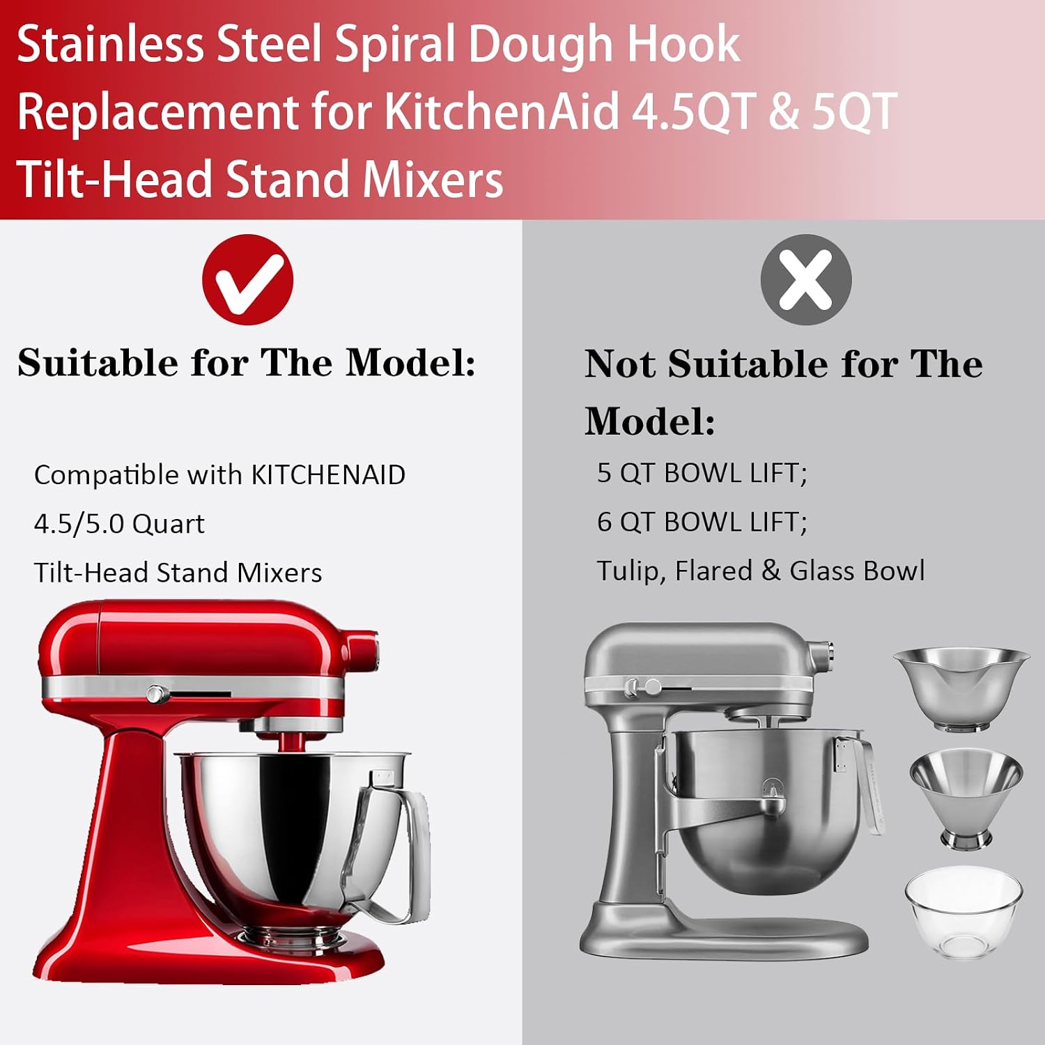 Stainless Steel Spiral Dough H - Kitchenaid Mixer Hand Mixer 评论和价格